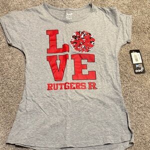 Gray Kids T-Shirt with Red Love Rutgers Design